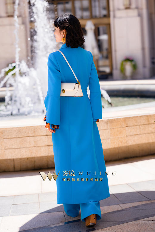 2202147 魅橘蓝影 高级双层水晶麻 色织定制提花外套 雾境 商品图3