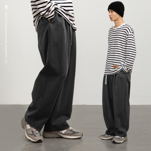 CryingCenter 深灰日系收脚版型针织休闲松紧橡筋裤 哭喊中心 商品图1