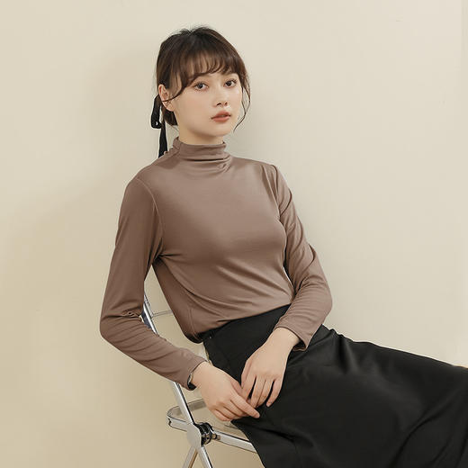 【买一送一！纯色莫代尔打底衫】2023年春秋新款，内搭洋气紧身，百搭长袖t恤上衣女 商品图3