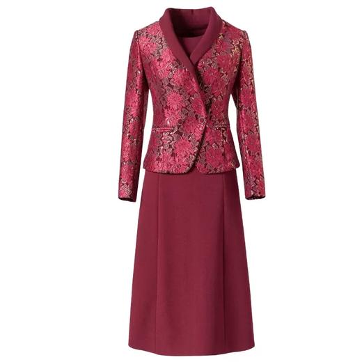 SSGS-S771新款高端优雅气质修身翻领长袖外套背心裙两件套 商品图4