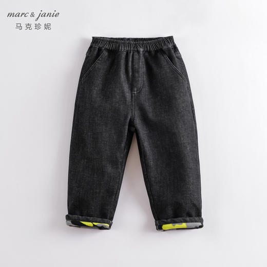 马克珍妮秋冬新款 男童加绒直筒牛仔裤 儿童裤子221899 商品图1