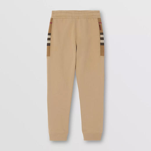 BURBERRY 巴宝莉 男士格纹裁片棉质混纺慢跑裤 卡其色 8045014 A1420 商品图0