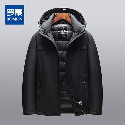 【90白鸭绒】罗蒙羽绒服男士短款休闲连帽保暖羽绒外套冬季 商品图7