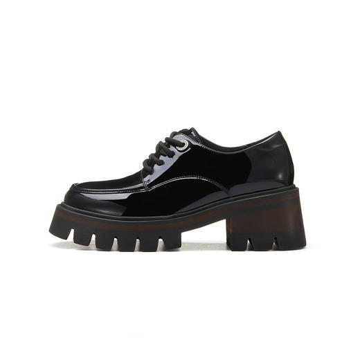 【2022秋季新款】英伦风圆头系带单鞋厚底增高日常百搭乐福鞋女72721 商品图3