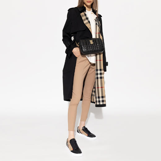 【二】BURBERRY 巴宝莉 女士皮革 House 格纹印花系带休闲运动鞋 格子 8057508 A1189 商品图3