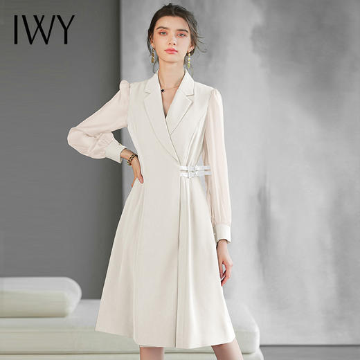 IWY/米白色西装连衣裙气质名媛新款小个子西服裙主持人正装Q729 商品图0