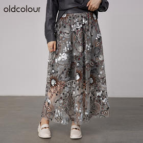 oldcolour2021秋商场同款气质印花高级感显瘦半身裙N34063461