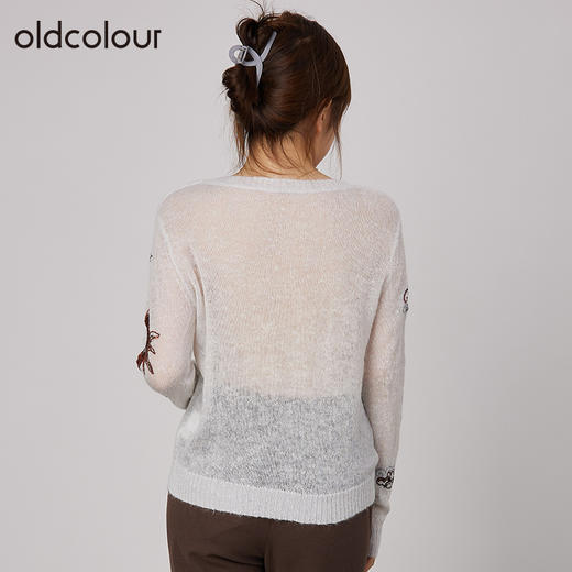 oldcolour2021秋商场同款圆领长袖气质针织套头衫女通勤N34052454 商品图3