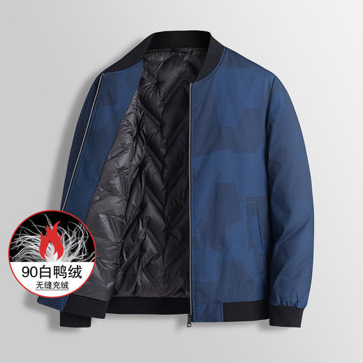 【90白鸭绒】罗蒙羽绒服男短款棒球领迷彩夹克羽绒服外套冬 商品图1