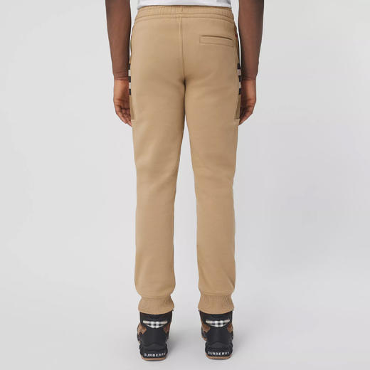 BURBERRY 巴宝莉 男士格纹裁片棉质混纺慢跑裤 卡其色 8045014 A1420 商品图2