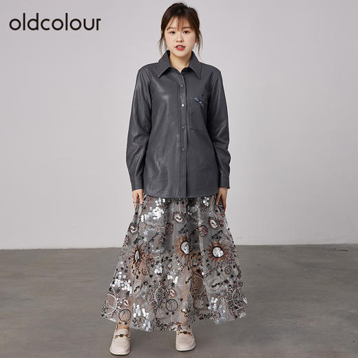 oldcolour2021秋商场同款气质印花高级感显瘦半身裙N34063461 商品图2