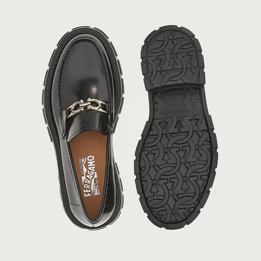 【二】FERRAGAMO 菲拉格慕 男士皮革 GANCINI 扣饰莫卡辛鞋 黑色 753788 商品图3