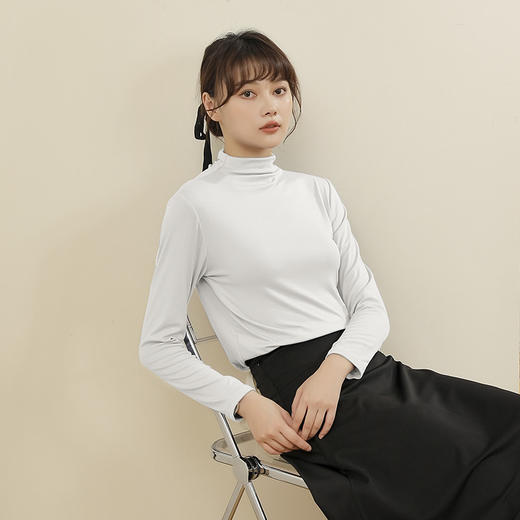 【买一送一！纯色莫代尔打底衫】2023年春秋新款，内搭洋气紧身，百搭长袖t恤上衣女 商品图2