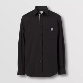 【二】BURBERRY 巴宝莉 男士棉质 Monogram Motif TB专属标识刺绣长袖衬衫 黑色 8057473 A1189