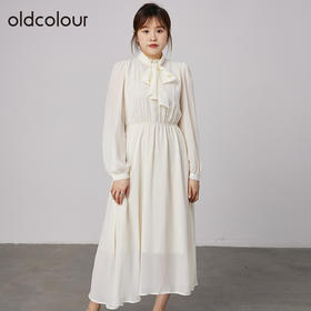 oldcolour2021秋商场同款设计感小众法式洋气雪纺连衣裙N34103457