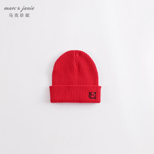 马克珍妮冬装新款 男女童时尚绣花针织帽圆顶帽 儿童帽子221838 商品图3