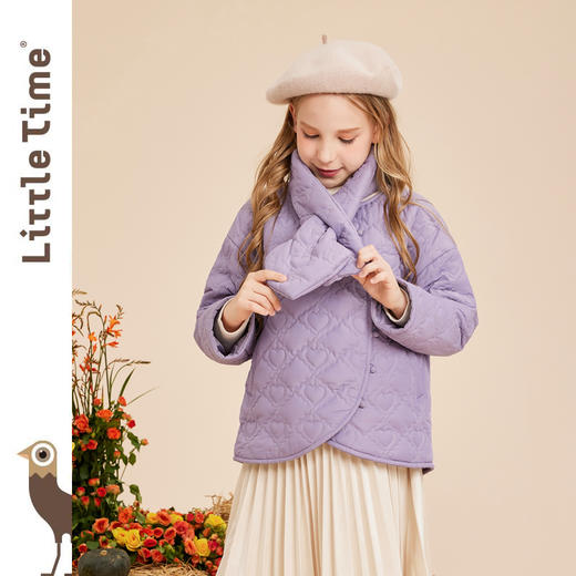 littletime女童棉服秋冬装2022新款宝宝韩版加厚围脖棉衣儿童棉袄外套 商品图2