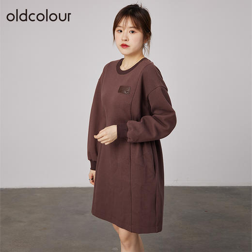 oldcolour2021秋商场同款收腰显瘦高级感气质T恤连衣裙N34103409 商品图3