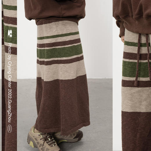 CryingCenter 城市游牧风 棉麻条纹毛织半裙长裙A字裙 哭喊中心 商品图2