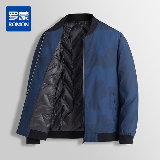【90白鸭绒】罗蒙羽绒服男短款棒球领迷彩夹克羽绒服外套冬 商品图0