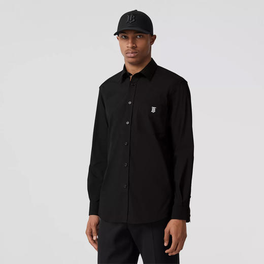 【二】BURBERRY 巴宝莉 男士棉质 Monogram Motif TB专属标识刺绣长袖衬衫 黑色 8057473 A1189 商品图1