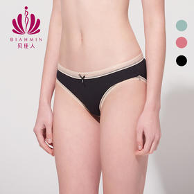 贝佳人新品低腰三角裤蕾丝甜美可爱少女感内裤亲肤棉质BW712115