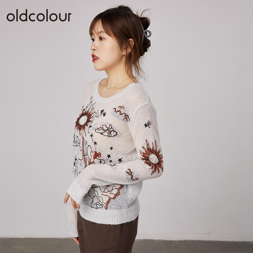 oldcolour2021秋商场同款圆领长袖气质针织套头衫女通勤N34052454 商品图1