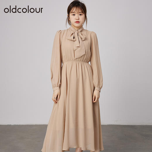 oldcolour2021秋商场同款设计感小众法式洋气雪纺连衣裙N34103457 商品图1