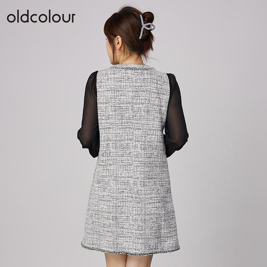 oldcolour2021秋商场同款法式小香风假两件气质连衣裙N34103479 商品图3