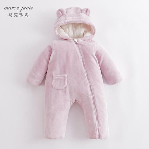 马克珍妮冬装新款 男女宝宝珊瑚绒夹棉连体衣 婴儿外出服221218 商品图0