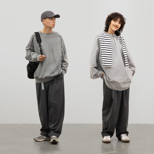 CryingCenter 深灰日系收脚版型针织休闲松紧橡筋裤 哭喊中心 商品图3