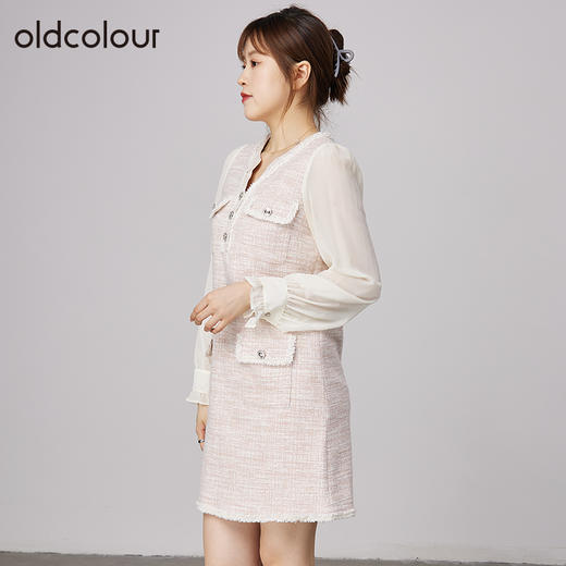 oldcolour2021秋商场同款法式小香风假两件气质连衣裙N34103479 商品图1