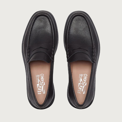 【二】FERRAGAMO 菲拉格慕 男士小牛皮便士乐福鞋 黑色 742243 商品图3