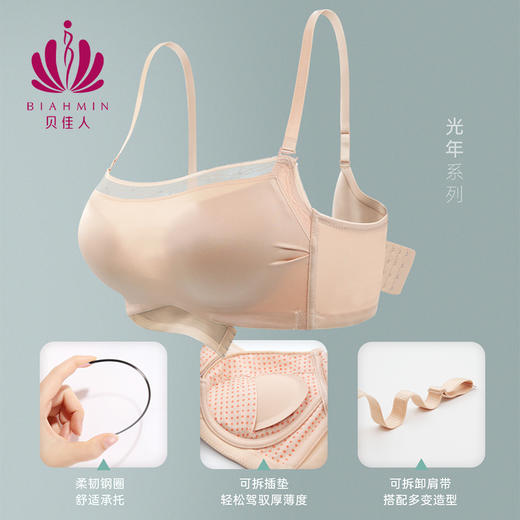 贝佳人文胸新款抹胸防走光小胸聚拢舒适光面无痕胸罩BW942103 商品图3