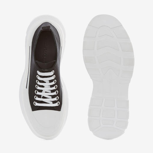 ALEXANDER MCQUEEN 亚历山大.麦昆 男士棉质Tread Slick 系带休闲运动鞋 黑色 705660 W4MV2 1070 商品图3