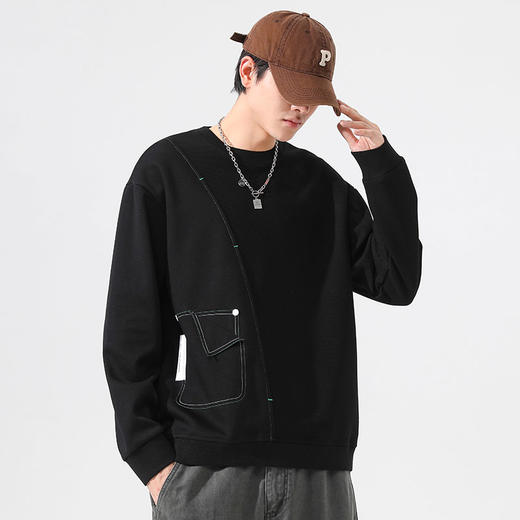  【新款DSL】大依优型大码男装圆领长袖卫衣加肥加大休闲宽松套头卫衣宽松舒适肥佬 商品图3