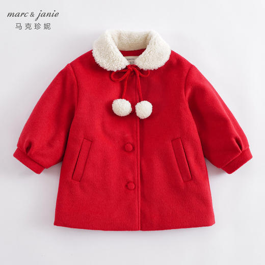 marcjanie马克珍妮秋冬新款 女童娃娃领毛呢夹棉大衣221576 商品图0