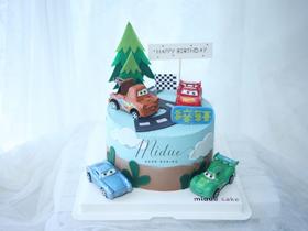 男孩款 麦昆 卡通小汽车 糖牌 翻糖蛋糕