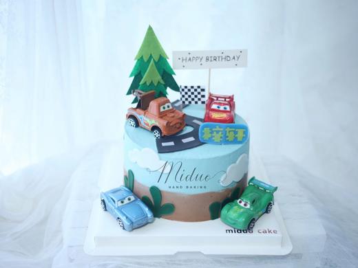 男孩款 麦昆 卡通小汽车 糖牌 翻糖蛋糕 商品图0