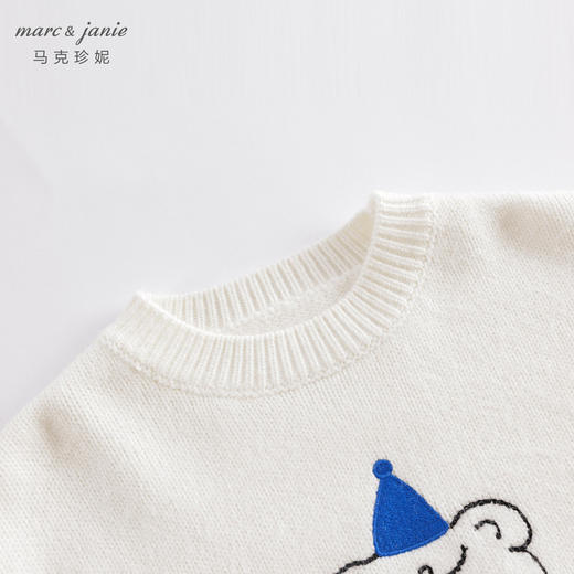【柔蓝绒】马克珍妮秋冬新款 男童绣花小熊圆领毛衣221520 商品图3