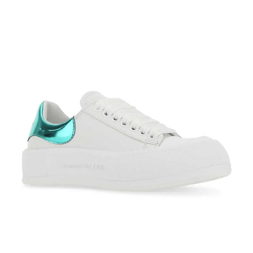 ALEXANDER MCQUEEN 亚历山大.麦昆 女士皮革徽标细节系带休闲运动鞋 白色 716636 WICEL 9079 商品图1