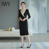 黑色职业连衣裙轻奢感正式场合醋酸西装裙子主持人正装裙Q693 商品缩略图0