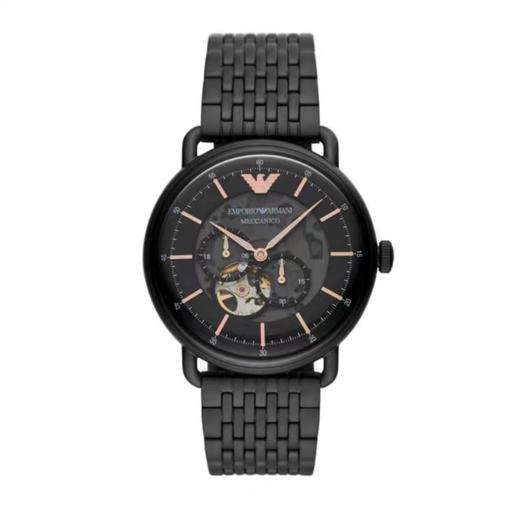 Armani阿玛尼黑武士男士手表 黑色钢带镂空防水男款机械表AR60025 商品图0