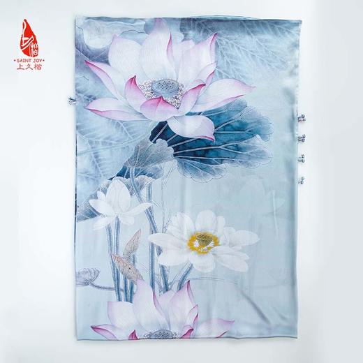 SAINTJOY/上久楷女式真丝披肩 合乐连年·灰绿色 PJS20002 商品图6