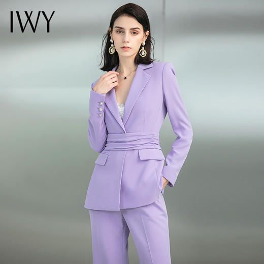 IWY/紫色职业西装套装高档工作服美业主持人名誉时尚气质美容院OL 223158C1+P2 商品图3