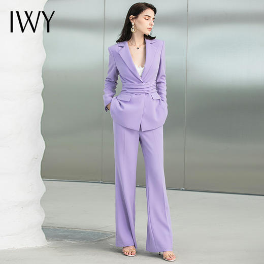 IWY/紫色职业西装套装高档工作服美业主持人名誉时尚气质美容院OL 223158C1+P2 商品图4