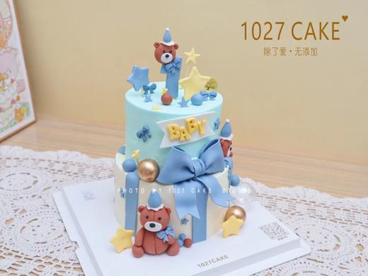 1027CAKE | 双层 翻糖玩偶装饰蛋糕 纯手工 泰迪熊主题 周岁蛋糕 商品图1