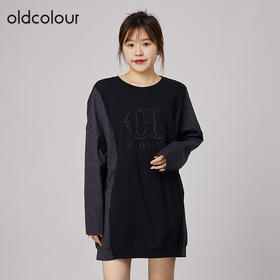 oldcolour2021秋商场同款气质休闲简约圆领长袖连衣裙N34103440