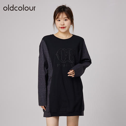oldcolour2021秋商场同款气质休闲简约圆领长袖连衣裙N34103440 商品图0