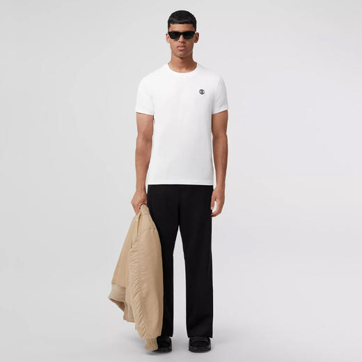【一】BURBERRY 巴宝莉 男士棉质 Monogram TB专属标识刺绣圆领短袖T恤 白色 8053422 A1464 商品图3